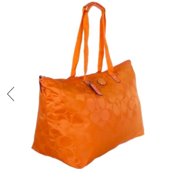 Coach Getaway Signature Nylon Weekender carryall travel bag tote in Orange Spice - Picture 4 of 5